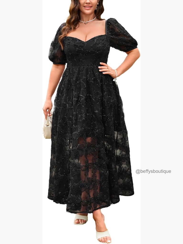 Plus Size A-Line Cocktail Dress Floral Embroidered Formal Wedding Guest